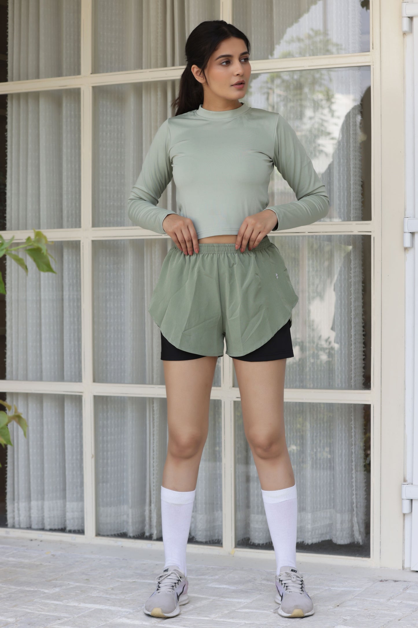 The Alexis Running Shorts set- Sage green