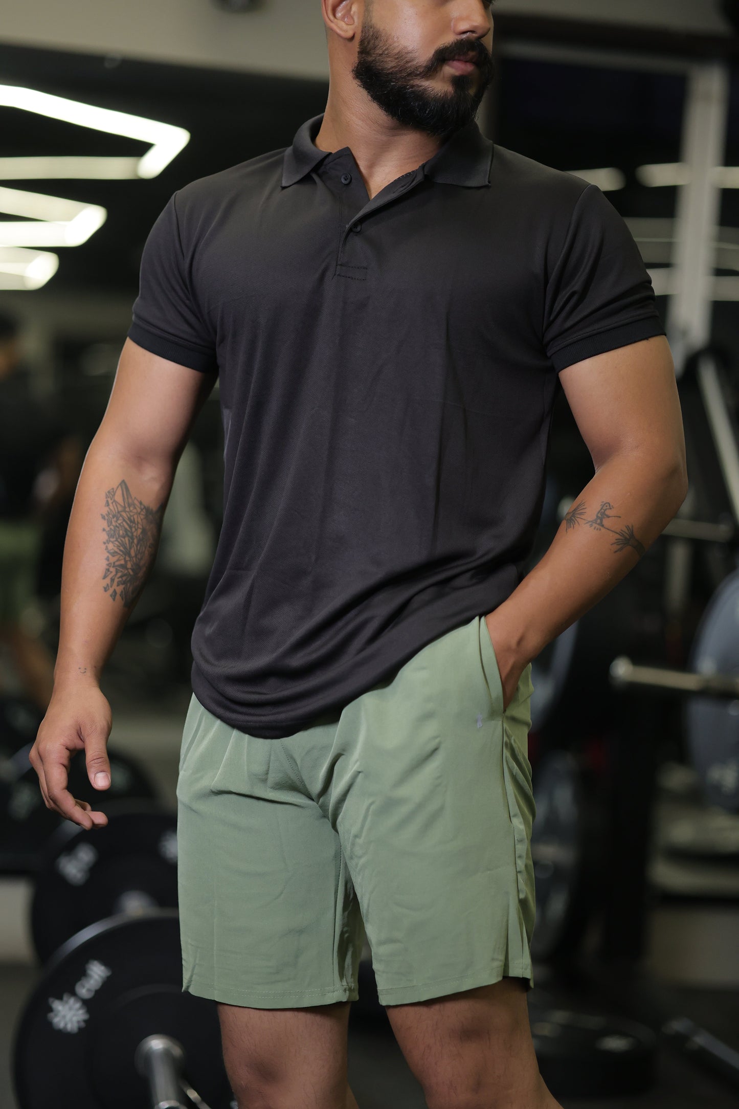 The Bane Running shorts and Tee set: Sage green-Black