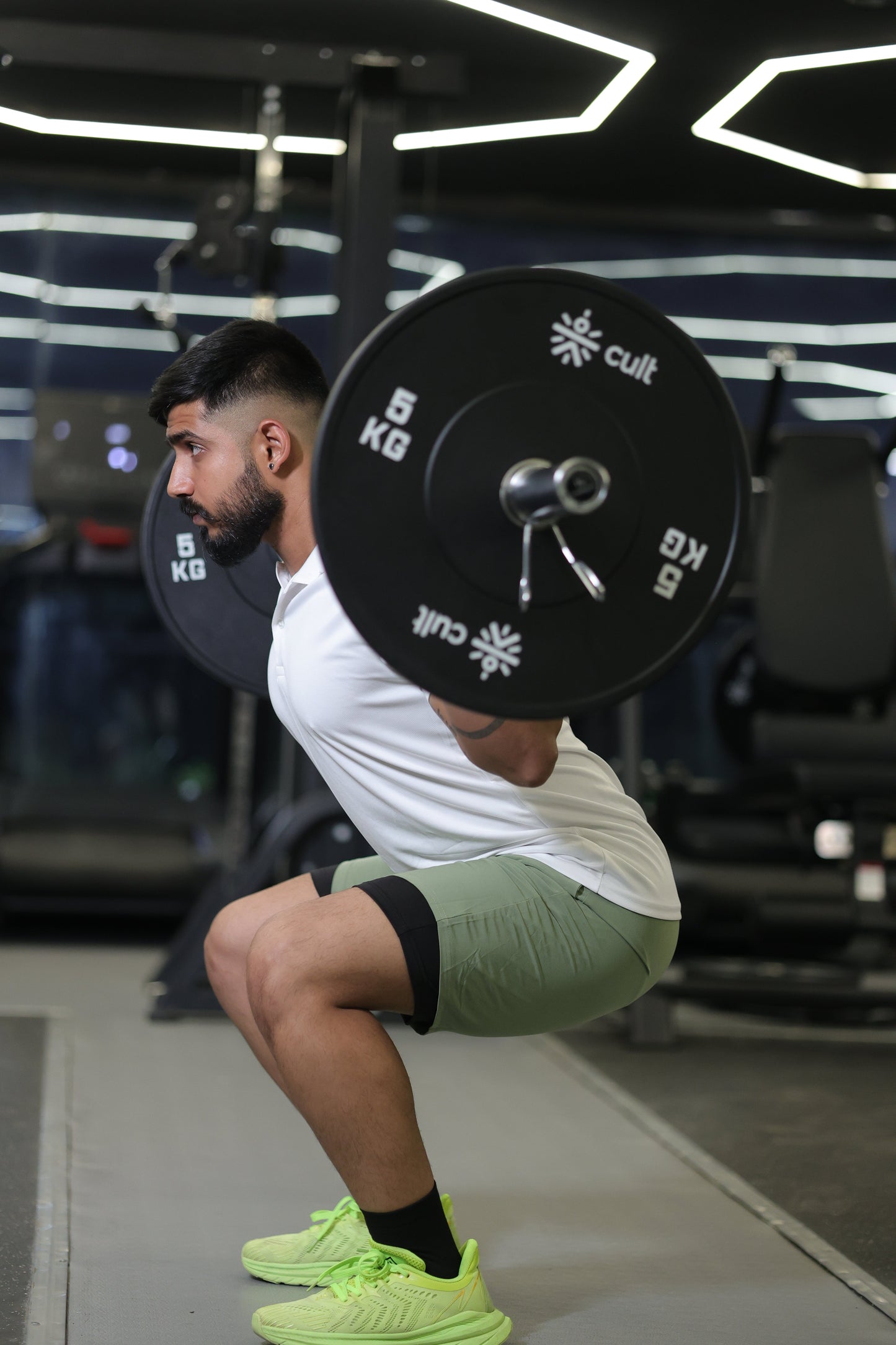 The Bane slim fit shorts and Tee set; Olive Sage green-White