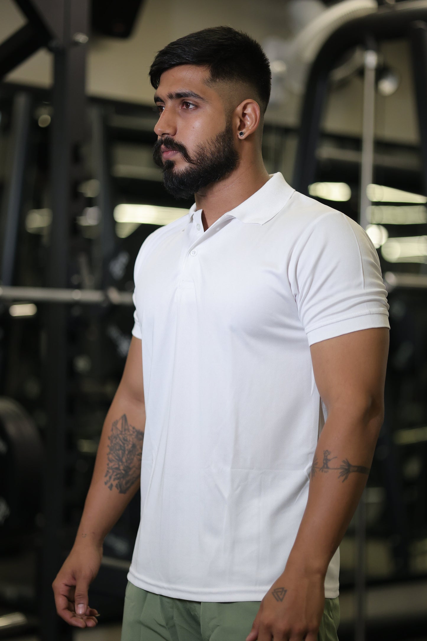 The Bane slim fit shorts and Tee set; Olive Sage green-White