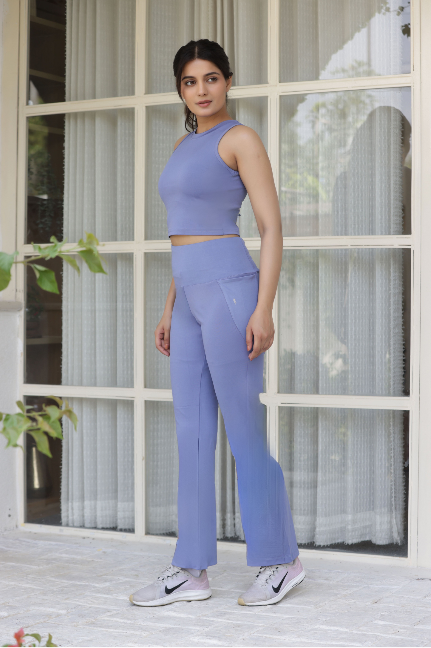 The Rachel Flared Trousers-Powder blue