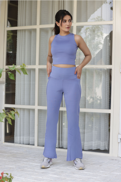 The Rachel Flared Trousers-Powder blue