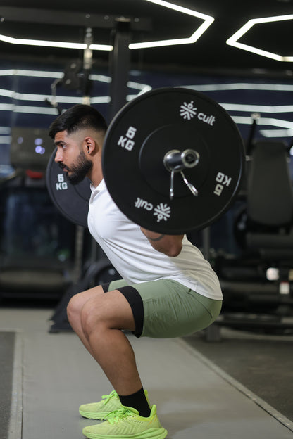 The Bane slim fit shorts and Tee set; Olive Sage green-White