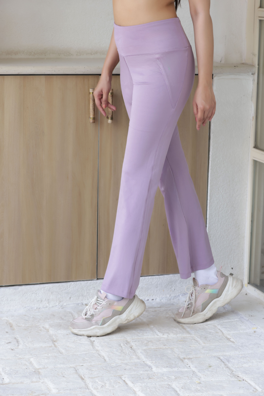 The Rachel Flared Trousers with 2 side pockets-Lavender