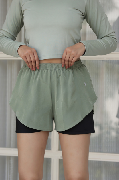 The Alexis Running Shorts set- Sage green