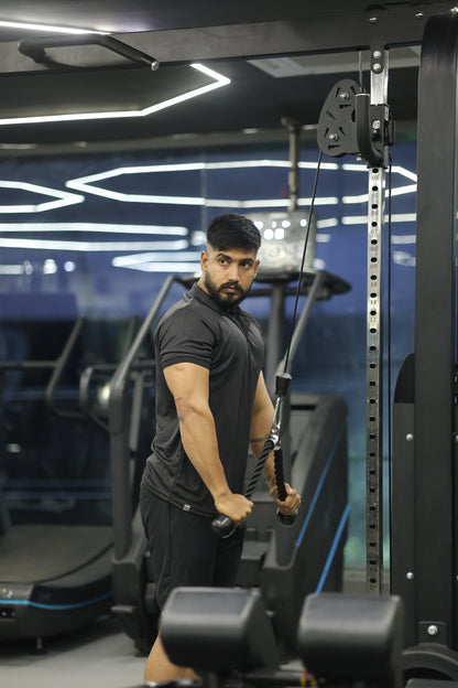 The Bane slim fit shorts and Tee set; Black-Black