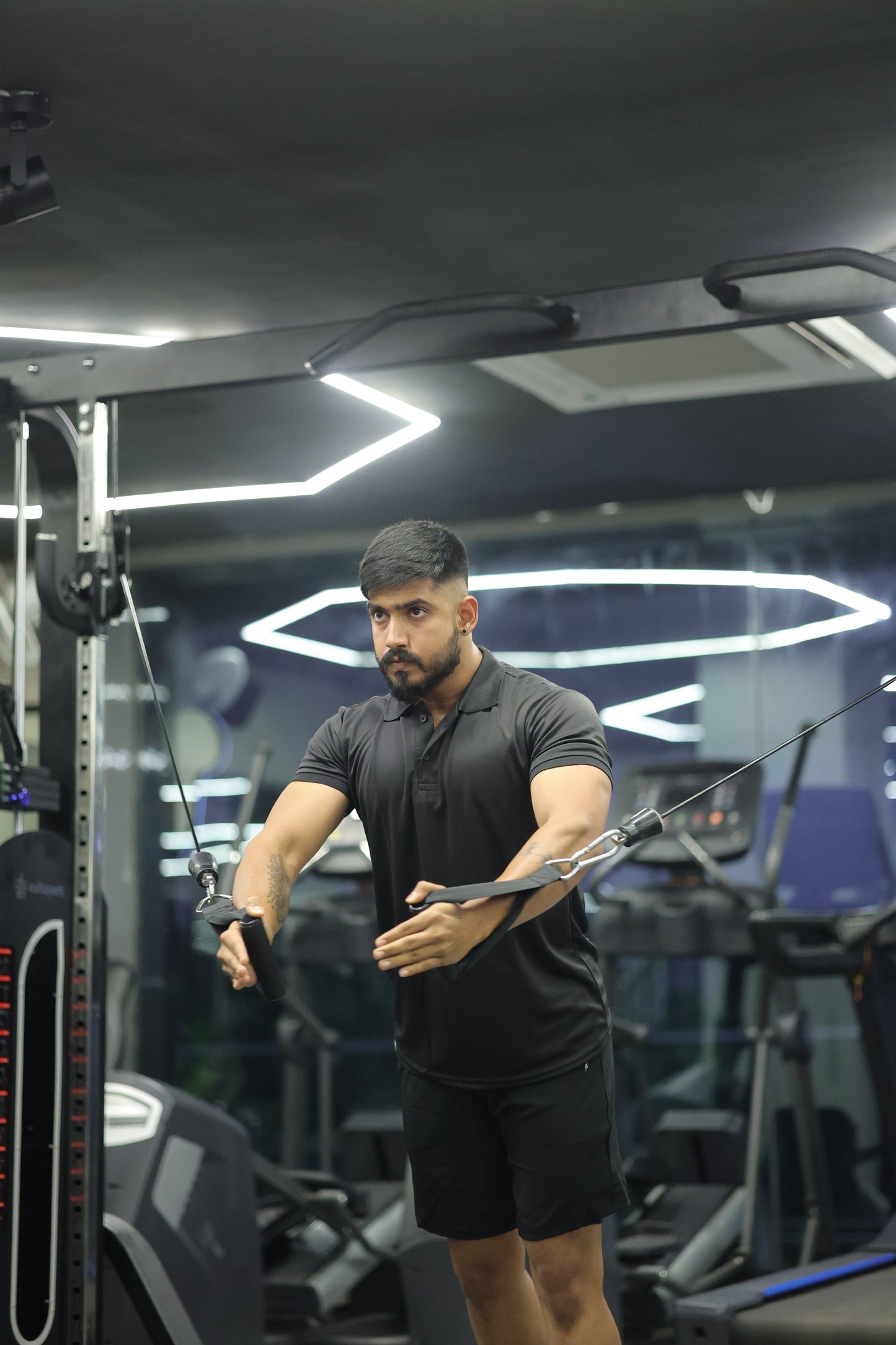 The Bane slim fit shorts and Tee set; Black-Black