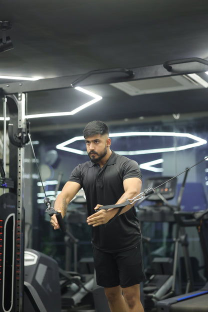 The Bane slim fit shorts and Tee set; Black-Black
